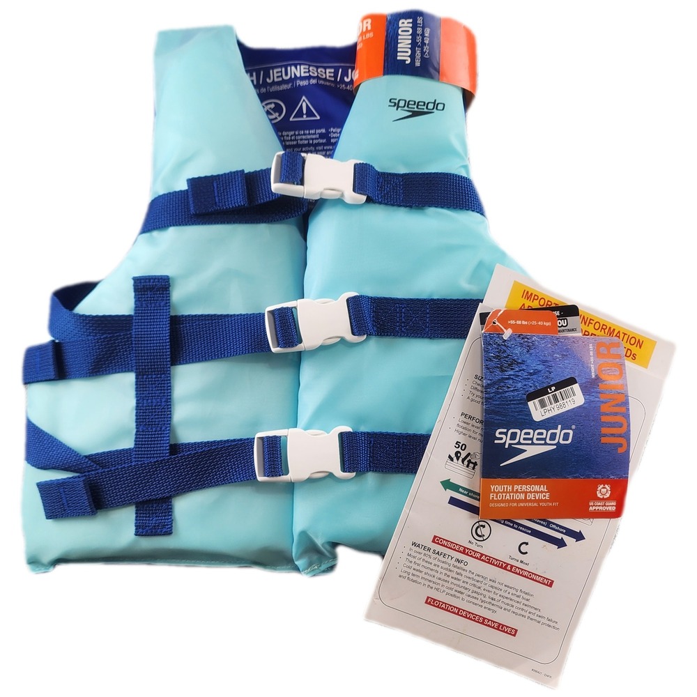 Speedo Life Jacket Vest Kids Junior 55-88 lbs Blue USCG Approved
